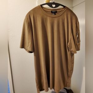 Forever 21 Tan Soft Material Shirt with Zipper Pocket